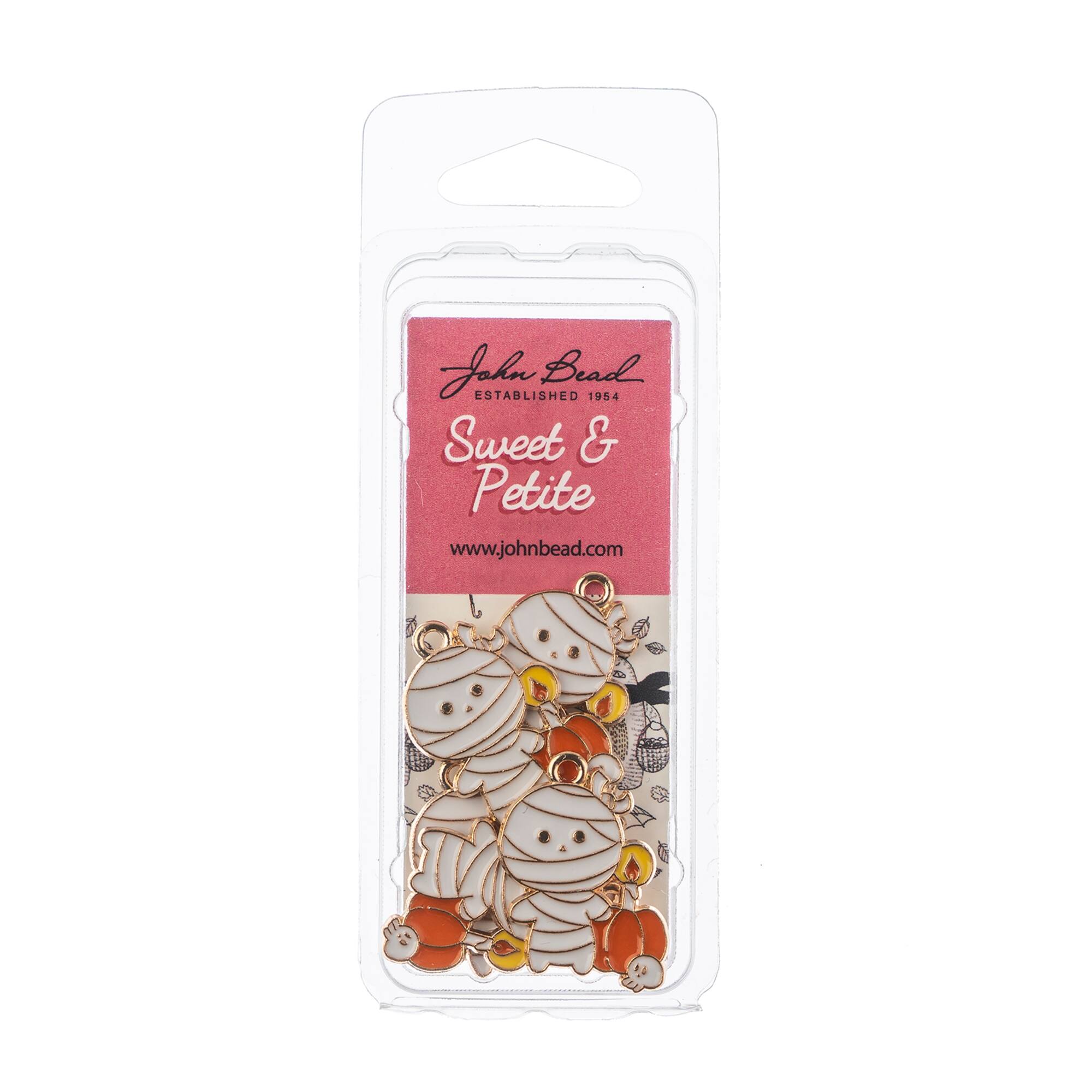 John Bead Sweet & Petite Halloween Small Mummy with Pumpkin Charms, 6ct.